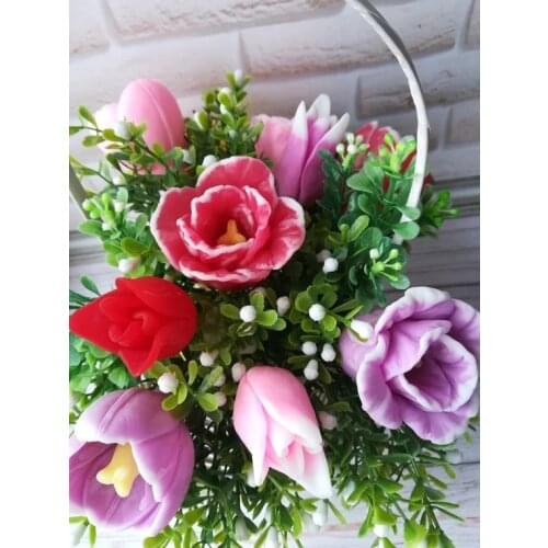 HC0019/HC0018/HC0017 Silicone Fondant Mold Flowers 3d Tulips Silicone Candle Molds Resin Clay Moulds Bouquet Floral 3 Styles