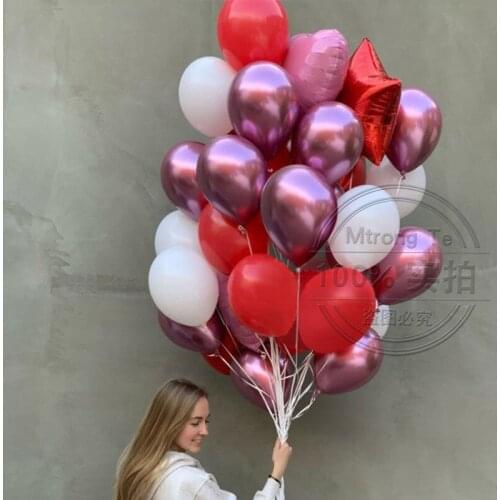 30pcs 12inch Chrome Metallic Latex Balloons Star Foil Helium Ballon Birthday Party Wedding Valentines Day Decoration Air Globos