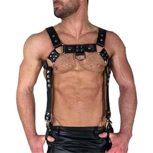 Fetish Men Sexual Leather Harness Belts Gay BDSM Body Bondage Chest Harness Suspenders Lingerie Punk Rave Gay Clothes for Sex