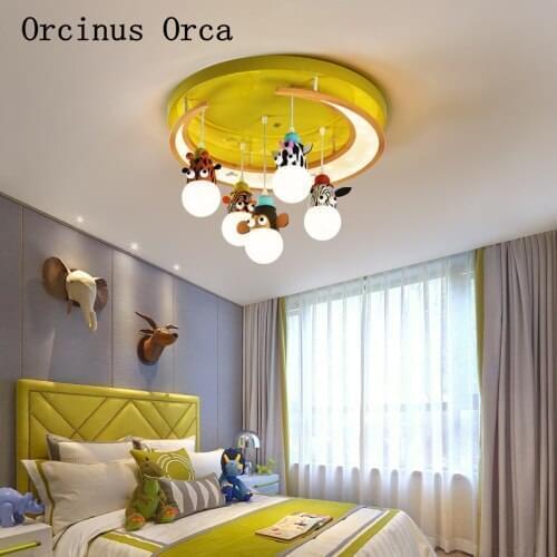 Cartoon Creative Giraffe ceiling lamp Boys, Girls, Bedrooms, Childrens Rooms, Modern Simple LED Color Animal ceiling lamp