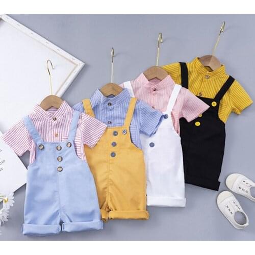 Summer Baby Boys Fashion Breathable Shirt + Veto Pants Suit