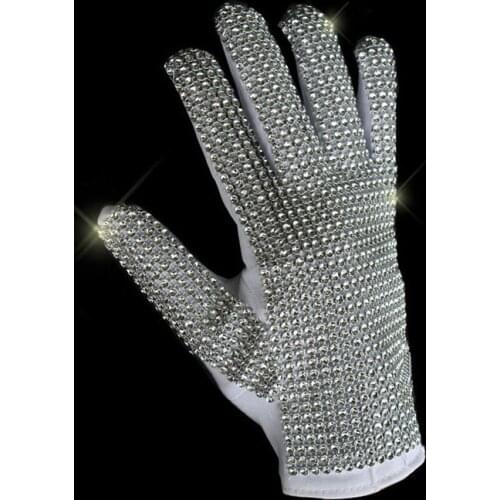 Michael Jackson Cosplay Billy Billie Jean handmade imitation gold shiny punk concert gloves