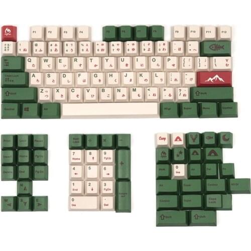Green White Camping Design Keycap For Cherry Mx Gateron Kailh Box TTC Switch Mechanical Keyboard Cherry Profile Japanese Key Cap