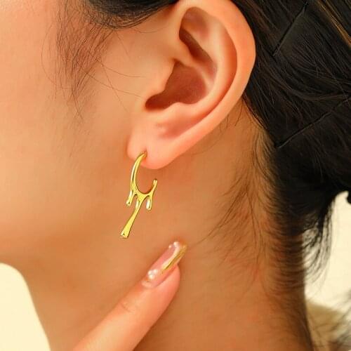 Fashion Punk Earrings Wax Drops Shape Minimalist Ear Studs For Women Vintage Simple Geometry Hip Hop Party Jewelry Accessories