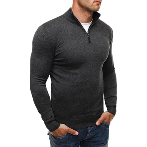 Sueter hombre nuevos estilos Chic Men Solid Color Stand Collar Long Sleeve Zipper Knitted Sweater Top Blouse пальто кашемир
