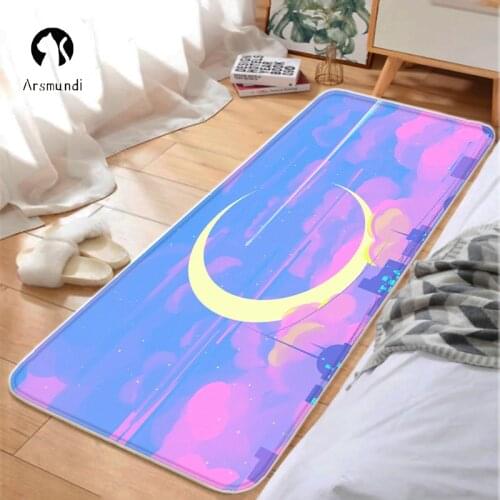 Purple PInk Home Carepet For Living Room Soft Kitchen Mat Bedroom Rug Moon Bath Mats Bathroom Mat Hallway Decor Balcon Rugs