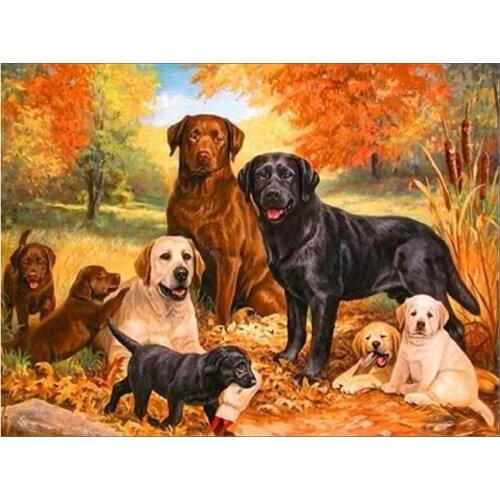 Animal Dog Labrador DIY 11CT Cross Stitch Embroidery Kits Needlework Craft Set Printed Canvas Cotton Thread Home Sale