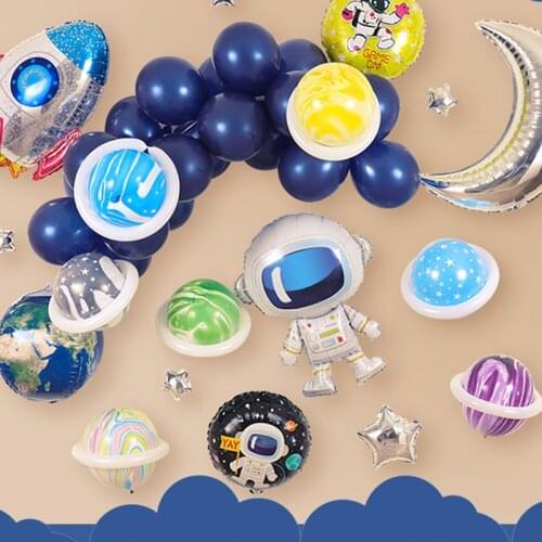 48pcs/set Outer Space Balloon Set Astronaut Theme Party Birthday Party Decorations Baby Boy Bedroom Home Decor Baby Shower Blue