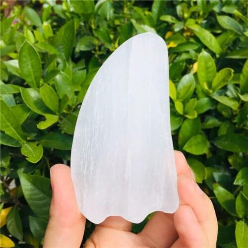 Natural selenite white stone cream massages scraping board gypsum crystal