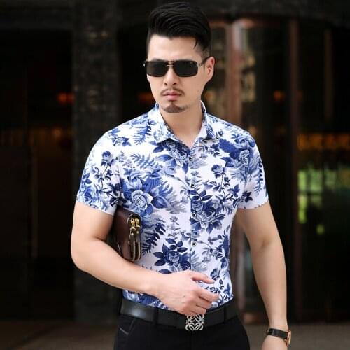 2021 New Mens Floral Hawaiian Shirt Summer High Quality Breathable Thin Mercerized Cotton Short Sleeve Men Flower Shirt