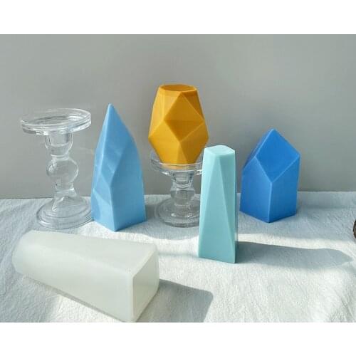 New Geometric Mirror Gems Shape Silicone Candle Mold for DIY Epoxy Resin Aromatherapy Candle Ornaments Soap Mould Handicrafts