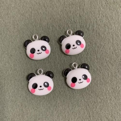 50PCS Resin Simulation Animal Cute Panda Pendant DIY Accessories Charms Handmade Necklace Keychains Earrings