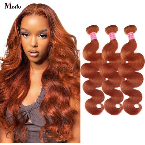 Meetu Ginger Human Hair Bundles Brazilian Body Wave Bundles Remy Brazilian Hair Weave Bundles 134 Pcs Colored Hair Extensions