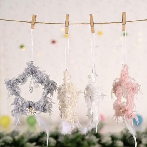 Feather Christmas Pendant Star Heart Shape Creative Pendant Hanging Ornament Hanging Ornaments Decor Kids Gift Christmas Pendant