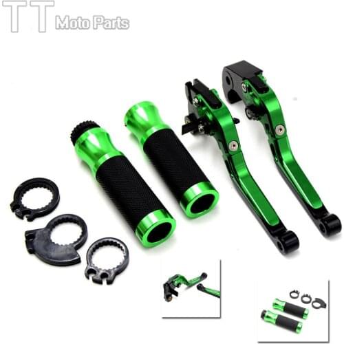 Motorcycle 22MM handlebar grips green brake clutch levers For Aprilia Buell BMW Ducati Hyosung Honda Kawasaki Suzuki
