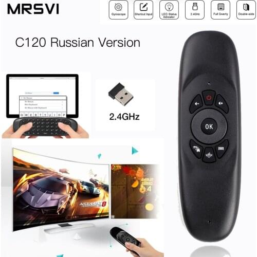Russian C120 2.4G Gyroscope Air Mouse Mini Wireless Keyboard Portugues Arabic Spanish for Android Smart TV Box PC Remote Control