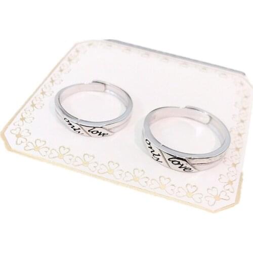 S925 Sterling Silver 925 Original Lover Luxury Open Ended Rings Freely Resizable Inlaid Only Love Text Beautiful Charm Pair Ring