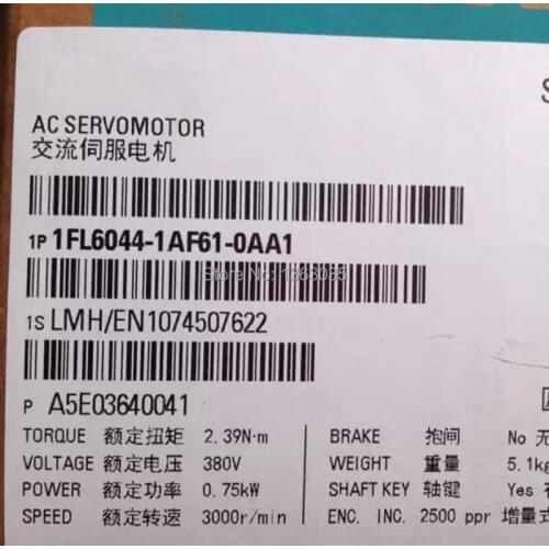 1FL6044-1AF61-0AA1 0.75KW V90 SERVO MOTOR without brake NEW