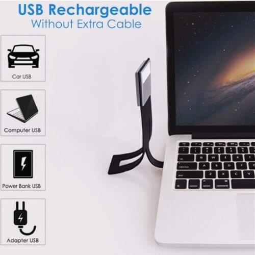 LED Portable Reading Book Light For eBook Readers/Kindle with Detachable Flexible Clip USB Rechargeable Lamp