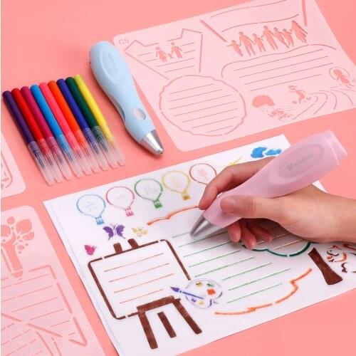 Tenwin Primary School Student Hand Copy Template Hollow Pupil Blackboard Campus Hand-painted Holiday Pictorial Material Artifact