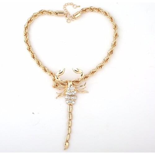 Thick Chain Rhinestone CZ Scorpion Gold Color / Silver Color Exaggerated Necklace