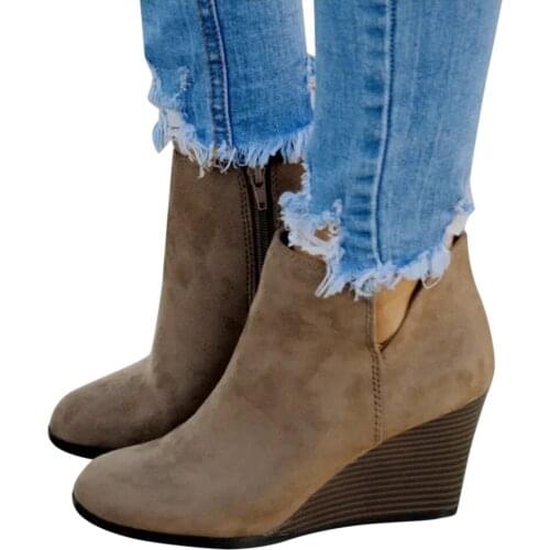 Womens Winter Shoes Waterproof Ankle Boots Plus Size Wedge Zipper Women Comfortable Women Shoes