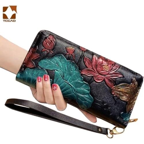 Wallets For Women 3d Flower Clutch Money Bag Coin Pocket Lotus Pattern Wristlet Cards Holder Clip Women Leather Womens Wallet