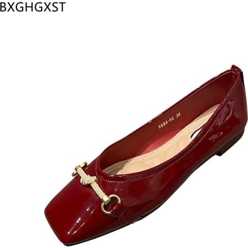Slip on Korean Shoes Women Square Toe Flats Boat Shoes for Woman 2021 Crystal Loafers Patent Leather Shoes Woman Chaussure Femme