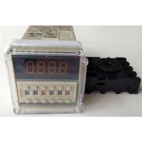 110V 120V AC Programmable Double Time Delay Relay DH48S-S & Free Socket Base UL