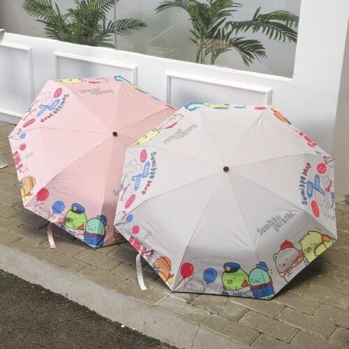 2 Color Cartoon Anime Sumikko Gurashi Corner Bio Mini Automatic Sun Rain Umbrellas Lovely Anti-UV Windproof Three-Fold Umbrella