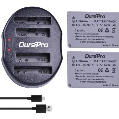 2pc DuraPro NB-5L NB5L NB 5L Rechargeable Li-ion Battery + USB Dual Charger For Canon S110 SX200 SX210 SX220 SX230 IS HS IXUS 85