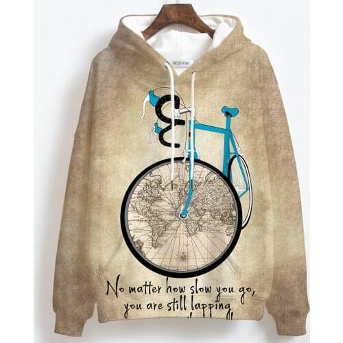 2021 Bicycle And World Map Pattern Full Printing Christmas Hoodies 3D Print Hooded Sweatshirts Autumn Winter Cute Coat Drop Ship