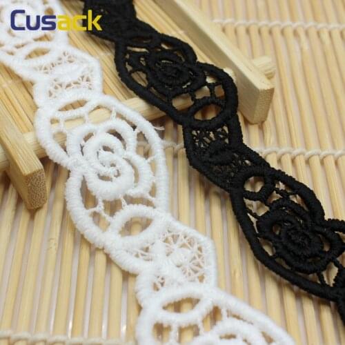 3 meters 2.3 cm Lace Trims Tape Ribbon for Dress Applique Costume Trimmings Home Textiles Sewing Off White Black Cusack