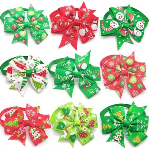 30/50 Pc Christmas Pet Dog Grooming Product Holiday Party Christmas Puppy Dog Bow Tie Necktie Pet Supplies Dog Accessories Bows