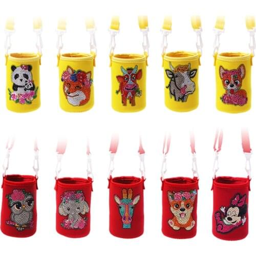 5D DIY Diamond Painting Round Messenger Strap Water Bottle Bag Sport Insulated Protective Cup Cover Protective Cup Cover New