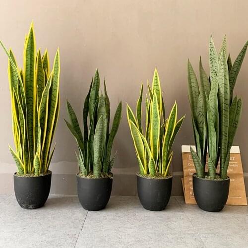 68cm Tropical Plants Large Artificial Potted Tree Branch Fake Tiger Piran Plastic Sansevieria Leaves For Home DIY Desktop Decor