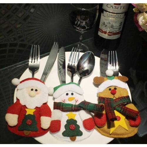 90pcs Christmas Decoration Cutlery Suit Silveware Holders Porckets Knifes Folks Bag Snowman Dinner Decor party gifts favors