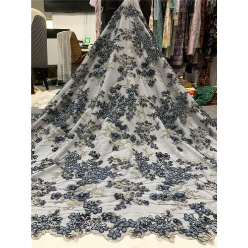 African Lace J-3186814 French Nigerian Lace Fabric with beads Bridal High Quality Net Tulle Lace Fabric For Wedding Party