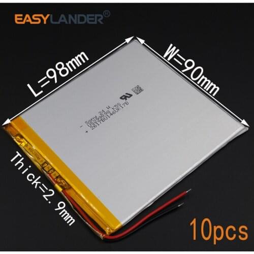 10pcs/Lot 3.7V 3500mAh 299098 Rechargeable li Polymer Li-ion Battery For 7 inch 9 inch tablet PC Bluetooth Notebook Power bank