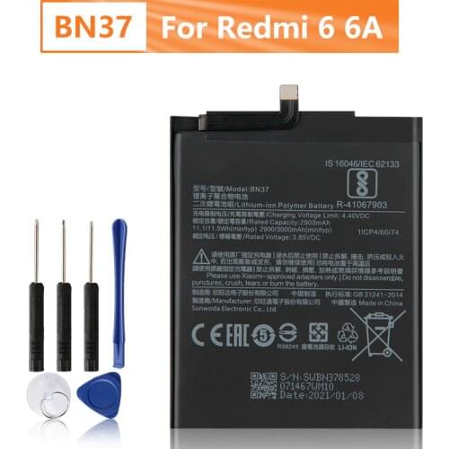 Xiao Mi Original BN37 Battery For Xiaomi redmi 6 Redmi6 One Redrice 6 BN37 Genuine Replacement Phone Battery 3000mAh + Free Tool