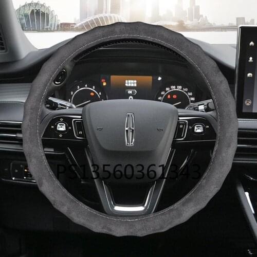 For Lincoln steering wheel cover Corsair Continental MKC MKZ Navigator Aviator Fleece Four Seasons Leather