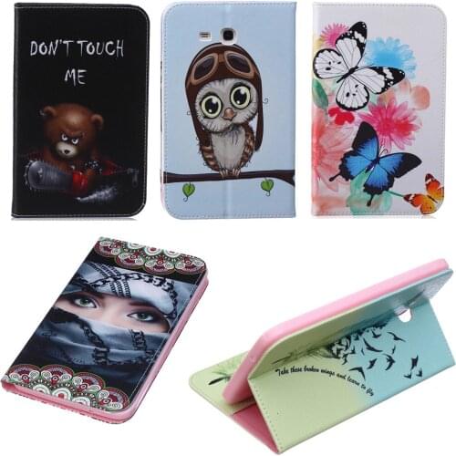 Print Flip Stand PU Leather Skin Cover Shell Funda Capa Case For Samsung Galaxy Tab 3 Lite 7.0 T110 T111 T113 T116 Tablet Coque