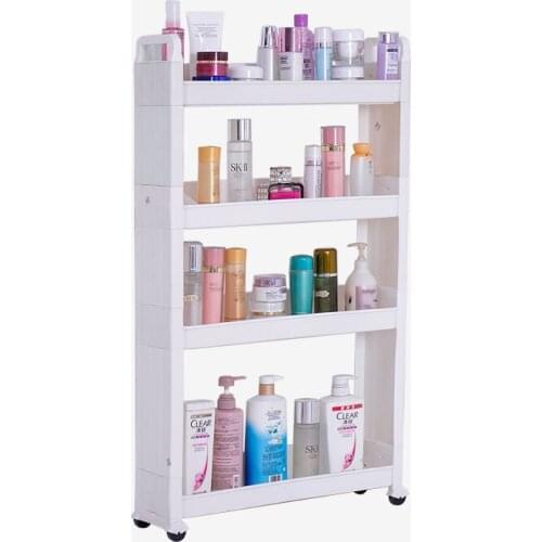 Four Layers Home Organization Cosmetics Toiletries Storage Rack Spice Drink Bottles Crack Rack Shelf with Casters DQJ019/20