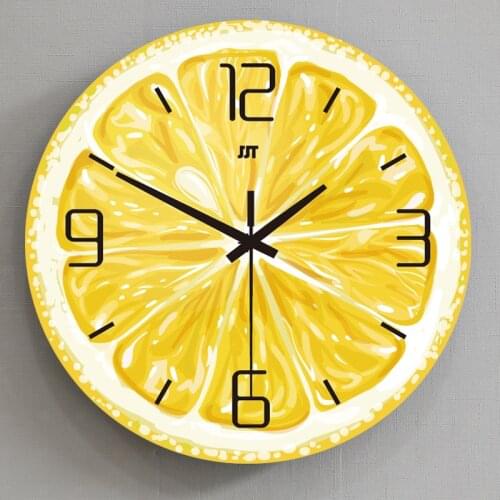 Wooden creative wall clock MDF round clock European living room clock silent quartz wall clock