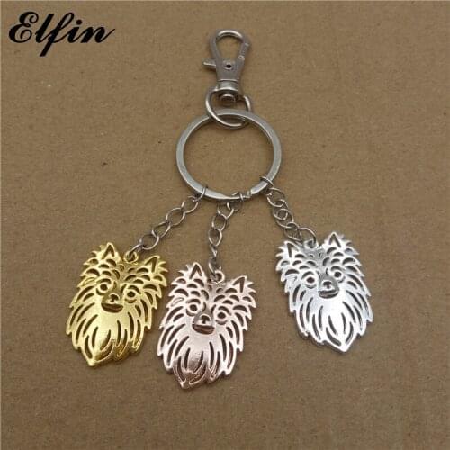 Elfin Trendy Long Haired Chihuahua Key Chains Gold Color Silver Color Animal Pet Jewellery Key Rings For Women Men