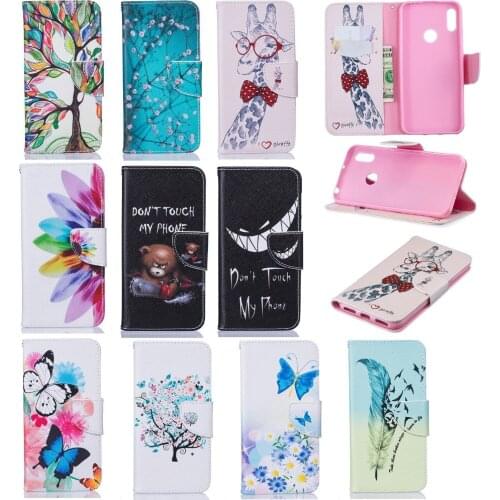 Flip Wallet PU Leather Painted Cases For Huawei Y6 Pro Prime 2019 Case Y6 Prime 2018 Cover With Stand Card Holder