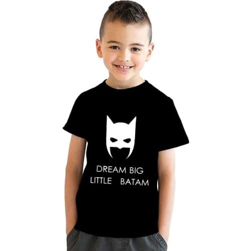 Dream Big Little Batam Boys T Shirt Cartoon Printing Baby Kids Children Cotton Short Sleeves Summer Fashion Girls Cute Clothing