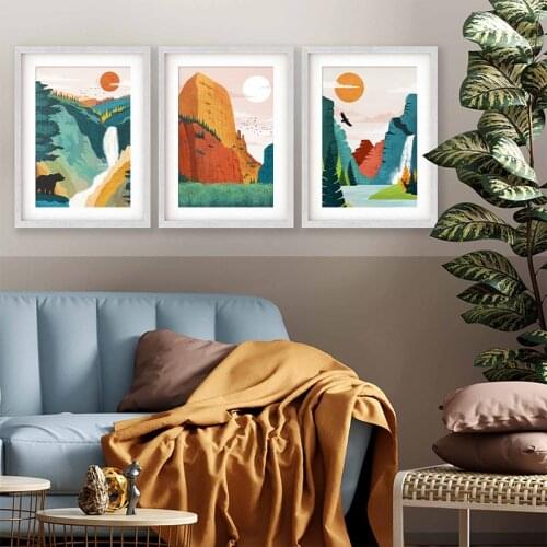 Grand Canyon Mountain Poster Sequoia Wall Art Yosemite Prints Living Room Home Decor Modern Country Part Canvas Painting