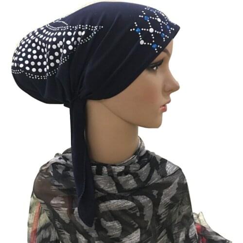 H1344 fashion muslim hijab hat with colors sequins arabic womens scarf hats underscarf