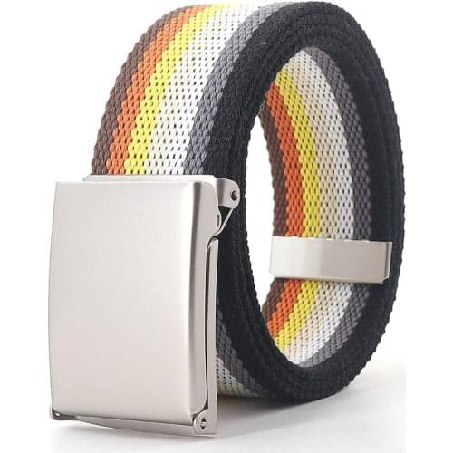 Younger Girls Metel Buckle Canvas Belts Fashion Breathable Unisex Leisure Sport Jeans Accessories Colorful folk-custom Belt